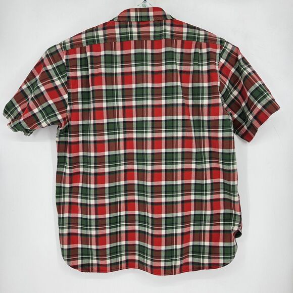 Vtg Abercrombie Flannel Shirt Mens XL Red Green Plaid Short Sleeve Casual - Picture 4 of 10